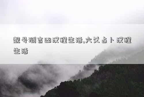 靓号测号，靓号测吉凶汉程生活,六爻占卜汉程生活