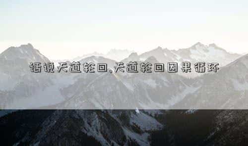 都说天道轮回，话说天道轮回,天道轮回因果循环