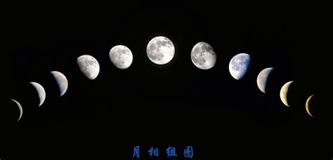 月相变化图,8种形状的变化(满月最亮)