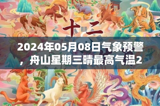 2024年05月08日气象预警，舟山星期三晴最高气温24℃