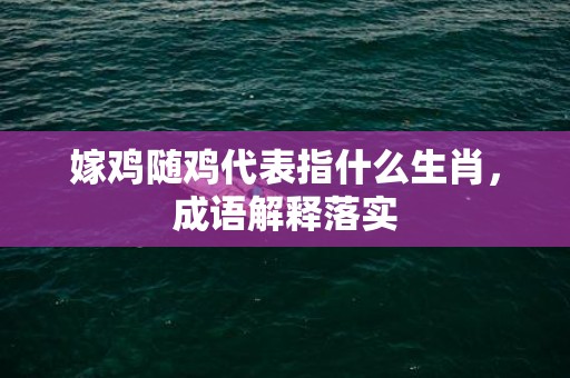 嫁鸡随鸡代表指什么生肖，成语解释落实