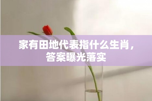 家有田地代表指什么生肖，答案曝光落实