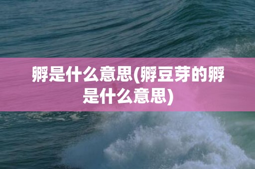 孵是什么意思(孵豆芽的孵是什么意思)
