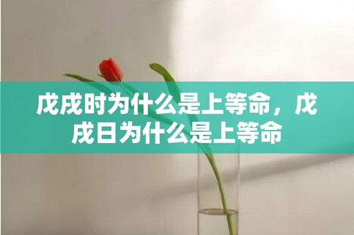 戊戌时为什么是上等命，戊戌日为什么是上等命