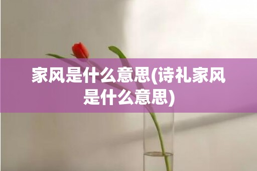 家风是什么意思(诗礼家风是什么意思)