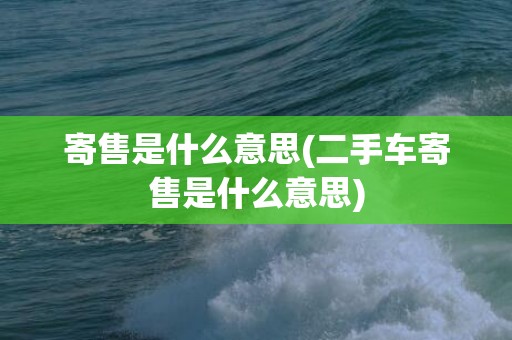 寄售是什么意思(二手车寄售是什么意思)