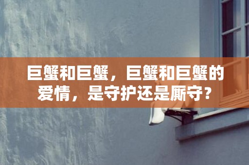 巨蟹和巨蟹，巨蟹和巨蟹的爱情，是守护还是厮守？