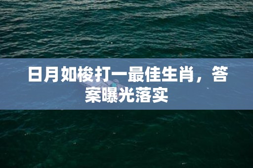 日月如梭打一最佳生肖，答案曝光落实