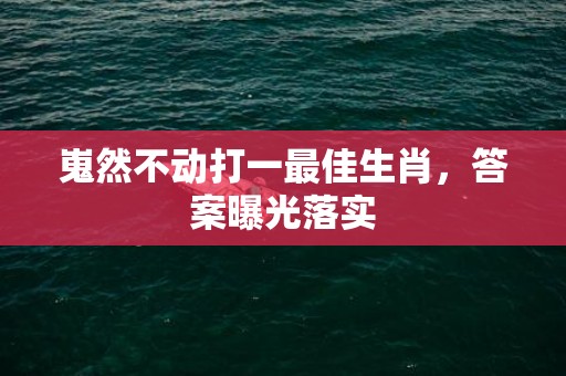 嵬然不动打一最佳生肖，答案曝光落实