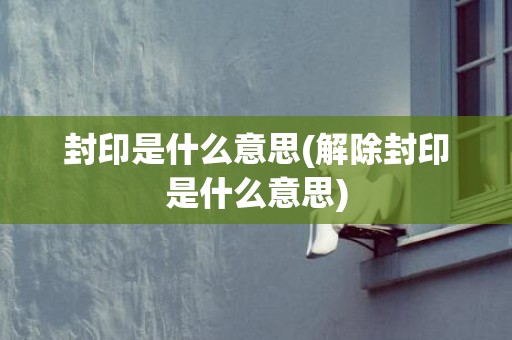 封印是什么意思(解除封印是什么意思)
