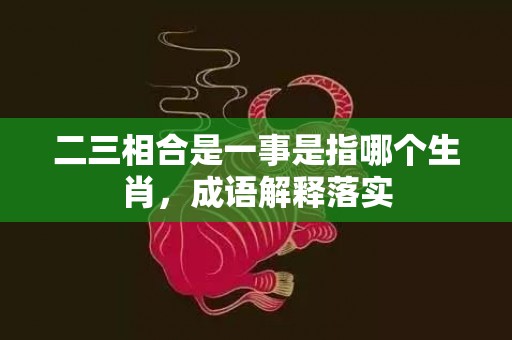 二三相合是一事是指哪个生肖，成语解释落实