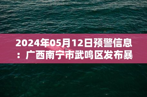 2024年05月12日预警信息：广西南宁市武鸣区发布暴雨橙色预警