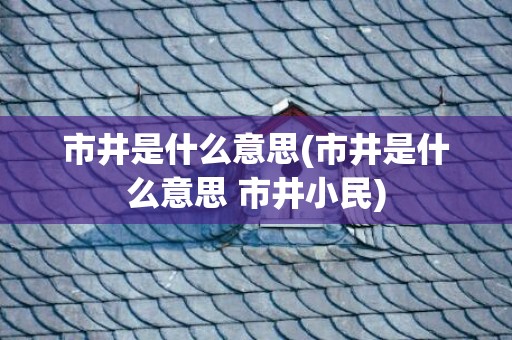 市井是什么意思(市井是什么意思 市井小民)
