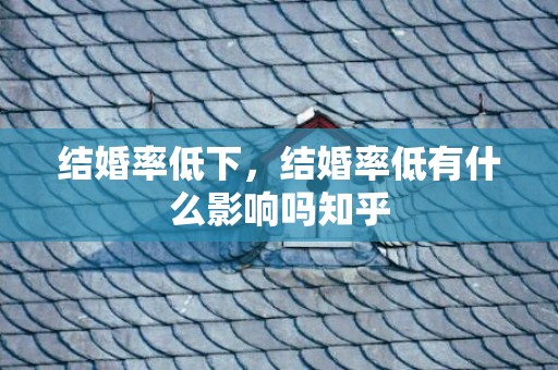 结婚率低下，结婚率低有什么影响吗知乎