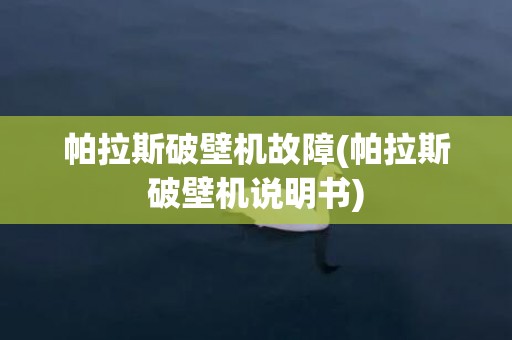 帕拉斯破壁机故障(帕拉斯破壁机说明书)