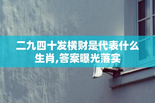 二九四十发横财是代表什么生肖,答案曝光落实