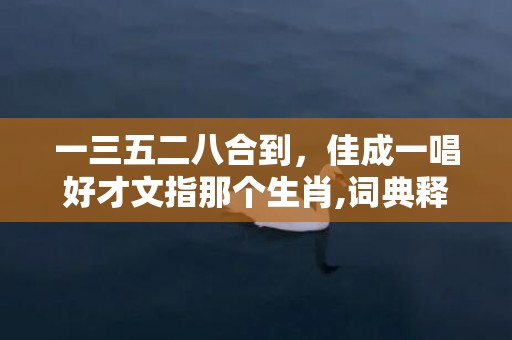 一三五二八合到，佳成一唱好才文指那个生肖,词典释义解释落实