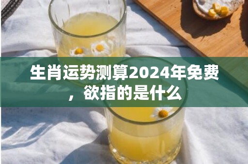 生肖运势测算2024年免费，欲指的是什么