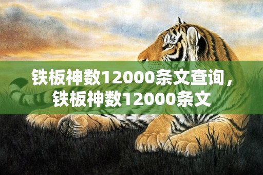 铁板神数12000条文查询，铁板神数12000条文