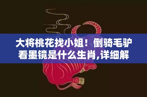 大将桃花找小姐！倒骑毛驴看墨镜是什么生肖,详细解释落实