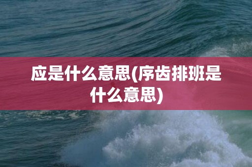 应是什么意思(序齿排班是什么意思)