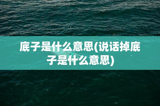 底子是什么意思(说话掉底子是什么意思)
