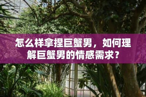 怎么样拿捏巨蟹男，如何理解巨蟹男的情感需求？
