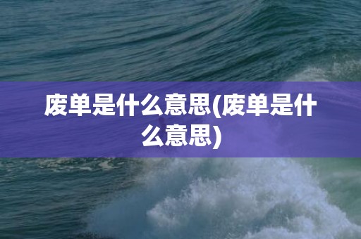 废单是什么意思(废单是什么意思)