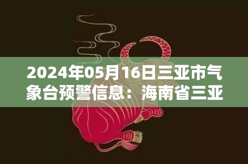 2024年05月16日三亚市气象台预警信息：海南省三亚市发布暴雨红色预警