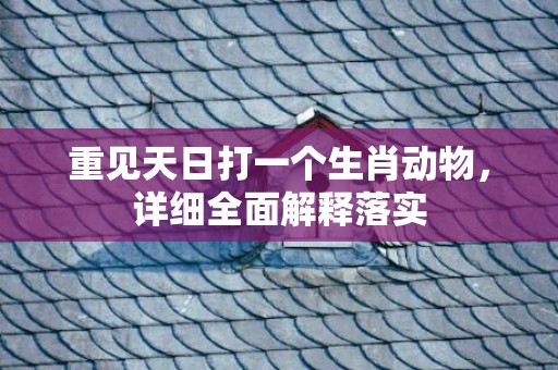重见天日打一个生肖动物，详细全面解释落实