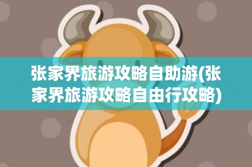 张家界旅游攻略自助游(张家界旅游攻略自由行攻略)