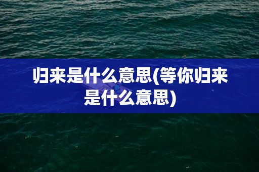 归来是什么意思(等你归来是什么意思)