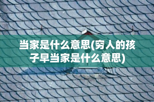当家是什么意思(穷人的孩子早当家是什么意思)
