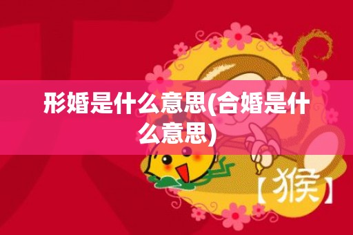 形婚是什么意思(合婚是什么意思)