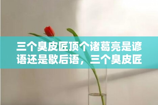 三个臭皮匠顶个诸葛亮是谚语还是歇后语，三个臭皮匠顶个诸葛亮是什么意思