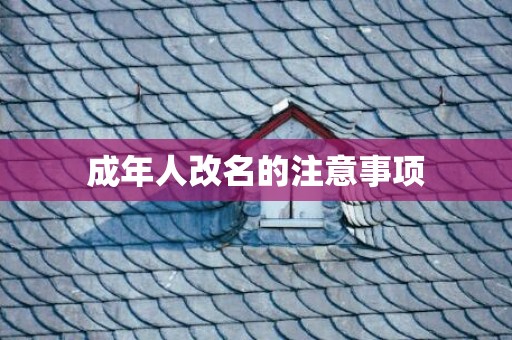 成年人改名的注意事项