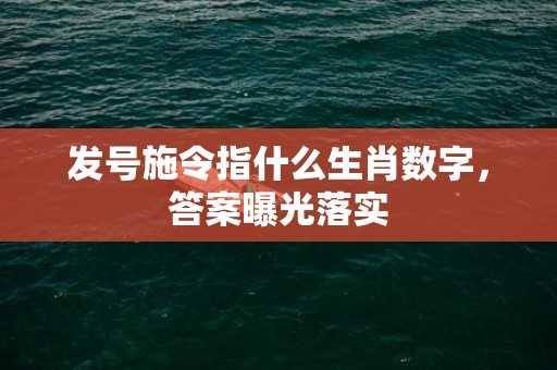 发号施令指什么生肖数字，答案曝光落实