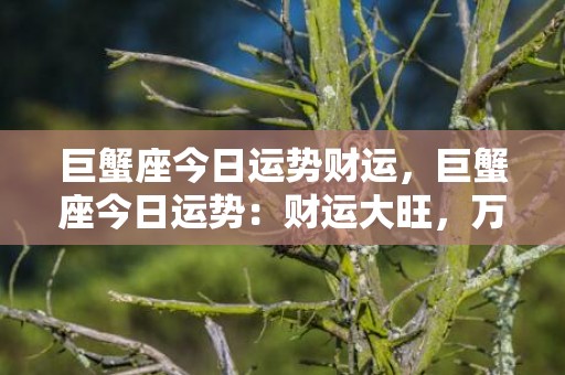 巨蟹座今日运势财运，巨蟹座今日运势：财运大旺，万事如意！