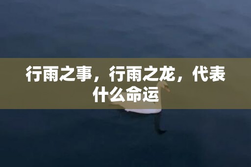 行雨之事，行雨之龙，代表什么命运