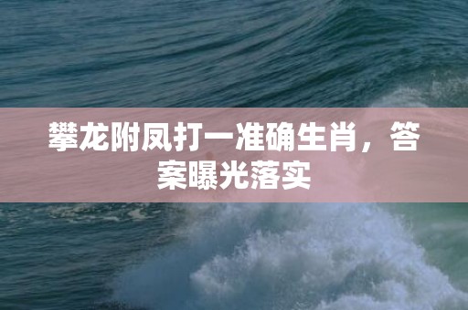 攀龙附凤打一准确生肖，答案曝光落实