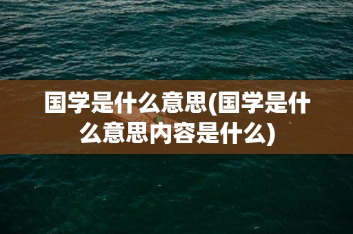 国学是什么意思(国学是什么意思内容是什么)