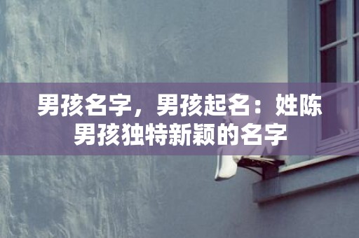 男孩名字，男孩起名：姓陈男孩独特新颖的名字