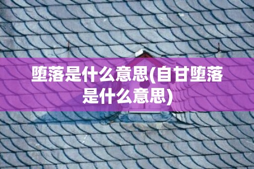 堕落是什么意思(自甘堕落是什么意思)