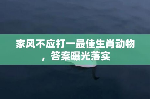 家风不应打一最佳生肖动物，答案曝光落实