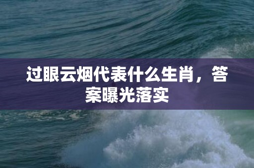过眼云烟代表什么生肖，答案曝光落实