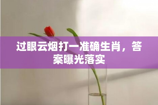 过眼云烟打一准确生肖，答案曝光落实