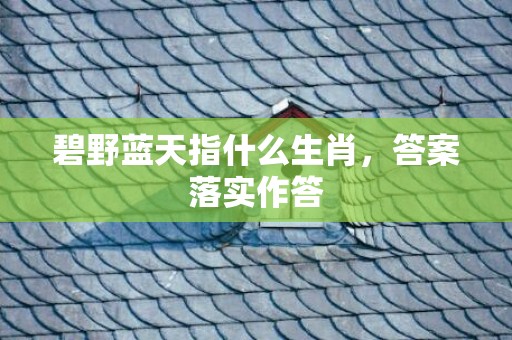 碧野蓝天指什么生肖，答案落实作答