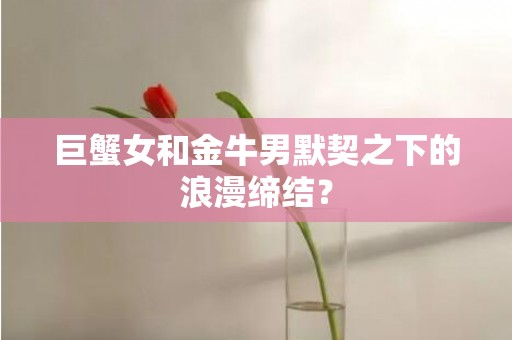巨蟹女和金牛男默契之下的浪漫缔结？
