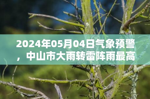 2024年05月04日气象预警，中山市大雨转雷阵雨最高气温25度