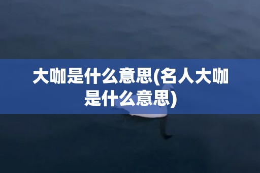 大咖是什么意思(名人大咖是什么意思)